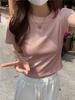 Women's Slim-Fit Pure Cotton U-Neck T-Shirt - Short Sleeve, Versatile Summer Outerwear