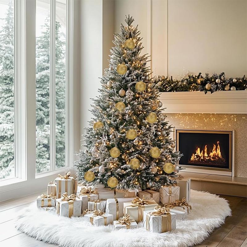 6Pcs/box Big Christmas Balls Gold Glitter Christmas Ball for Xmas Tree Hanging Ornaments Home Party 2025 New Year Gift Navidad