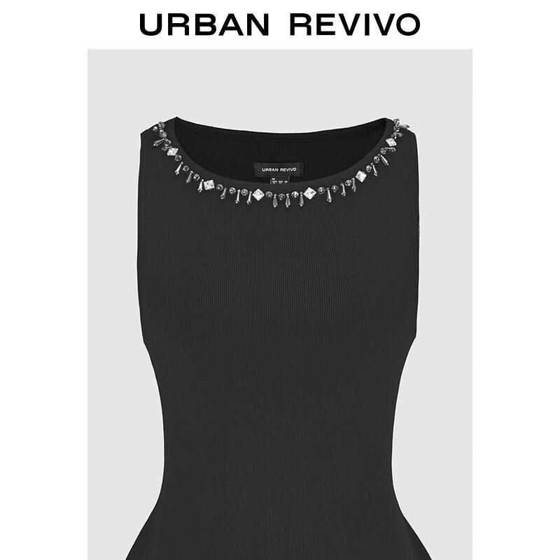 UR 2025 Women's Elegant Crystal Embellished Sleeveless Knit Top