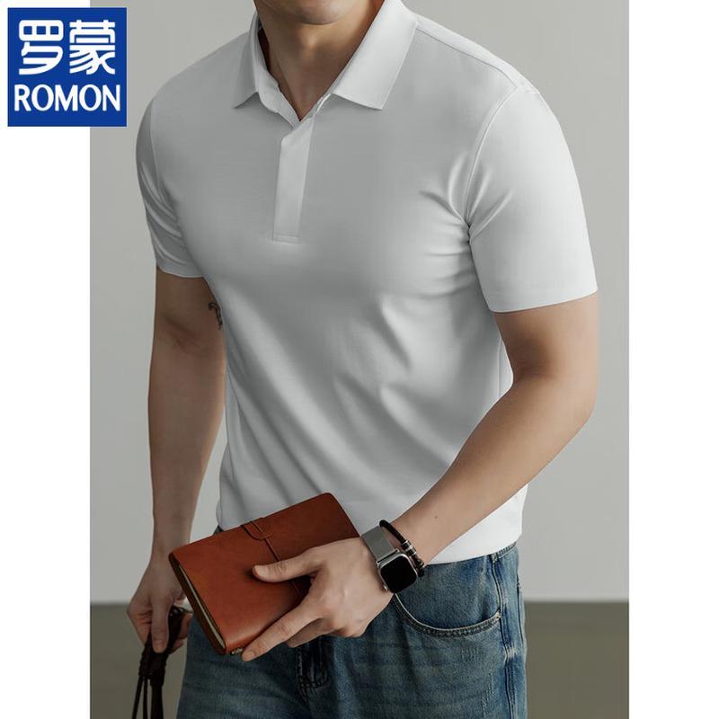 

Romon Men s Ice Silk Short Sleeve Polo Shirt 2XL