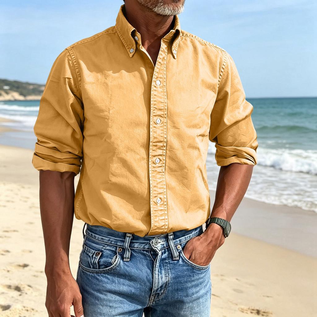 Men's Business Dress Shirt Button Down Collar Color for