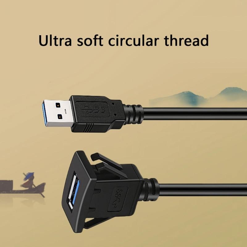Fast speed USB3.0 Double Interfaces Data Cable Snap On Mount Waterproof PVC for Automotive Motorcycle Boats Panels