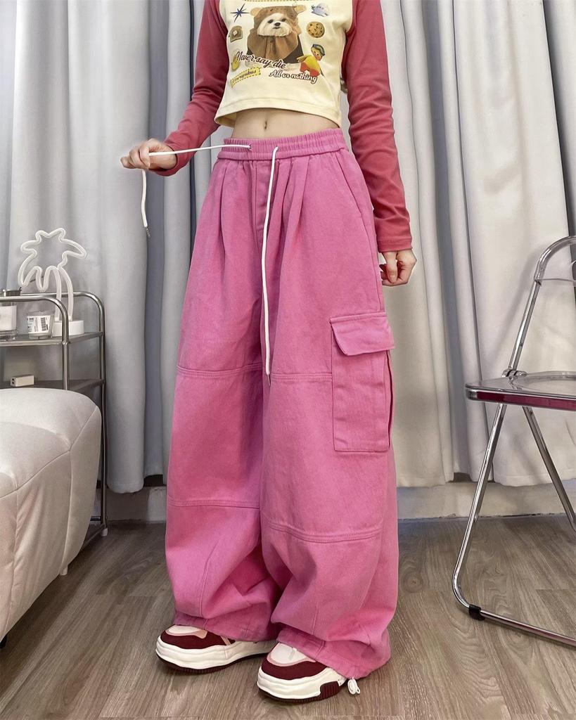 Trendy Unisex Deep Blue Wide-Leg Floor-Length Pants: Cool, Stylish, Plus-Size, Casual Spring/Summer Workwear.
