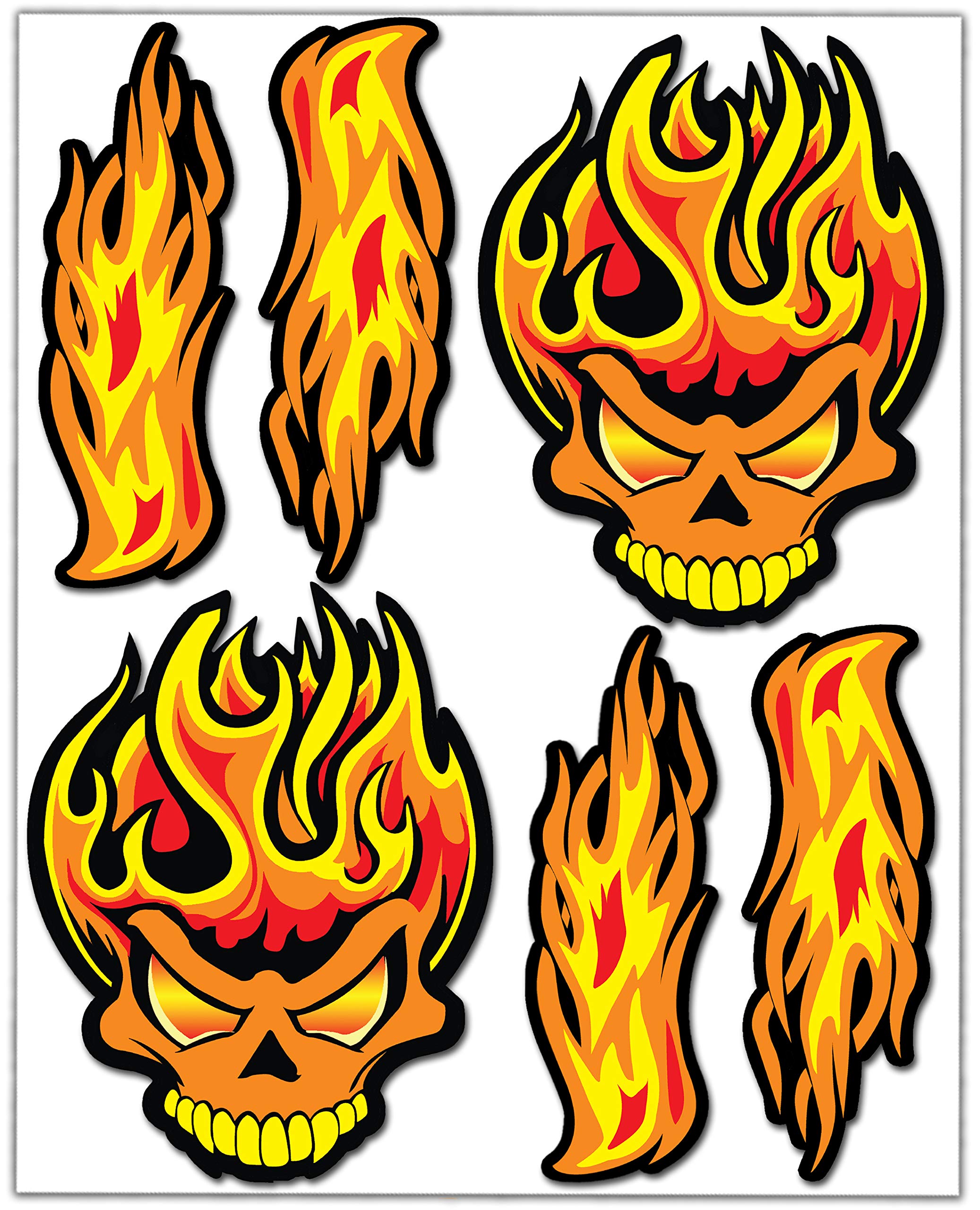 

Biomar Labs Set (6 Pieces) Vinyl Decal Sticker Skull Fire Frame Racing Car Motorcycle Bike Scooter Helmet D 80