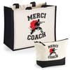 Tote Bag - PLANETEE - Duo Jute Tote Bag and Pouch «Thank You Karate Coach» - Jute & Cotton - 33x42 Cm - French Manufacturing