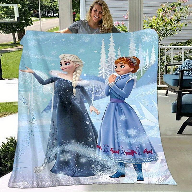 1pc Frozen Elsa and Anna Printing Blanket - Soft, All-Season Throw for Office Blanket, | Personalized Gift with Adorable Cartoon Design