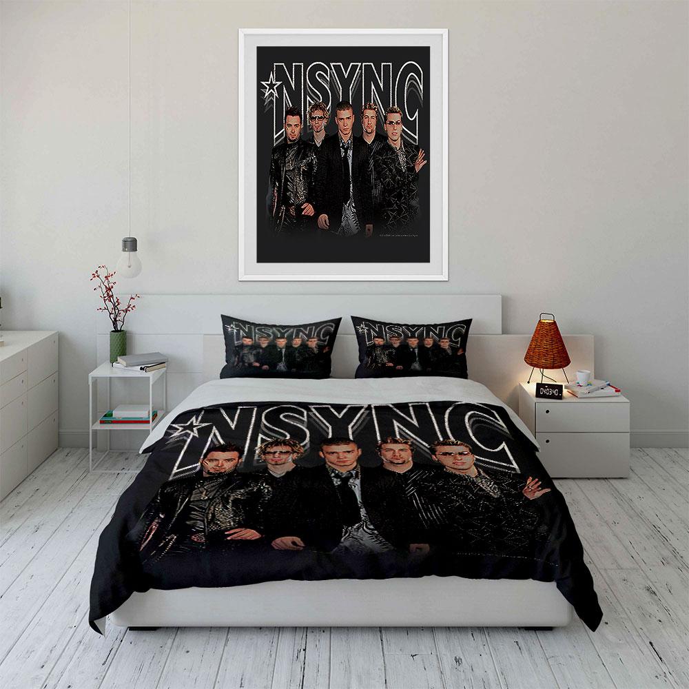 NSYNC Band Graphic Print Set Bedding Duvet Cover Set Duvet Cover Pillowcases (1*Duvet Cover 2*Pillowcases, Without Duvet Insert)