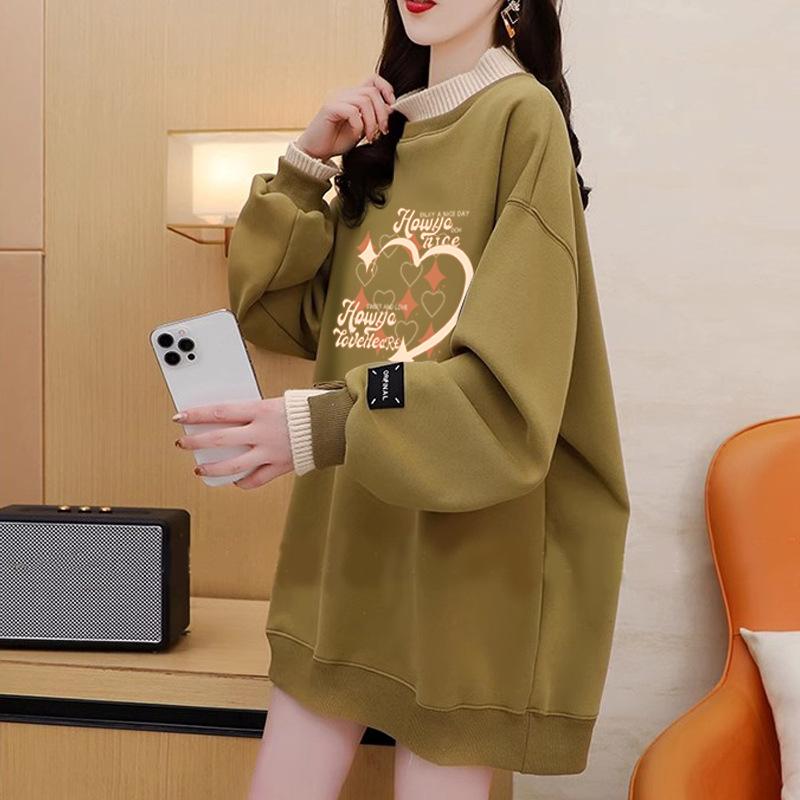 

Женский зимний теплый пуловер, длинный свободный топ с принтом M