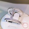 2022 New Exquisite White Zircon Ring for Ladies "H" Shaped Fashion Ring Party Birthday Jewelry Gift
