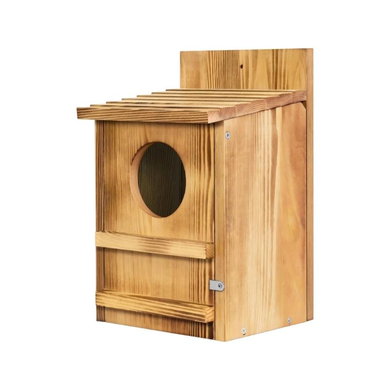 Handcrafts Wooden Bird Feeder Owl House Nest Box For Parrots Outdoor Garden Decoration Tree Mounted Bird Feeding Station