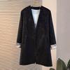 Women's Retro V-Neck Jacquard Frog Button Mid-Length Coat