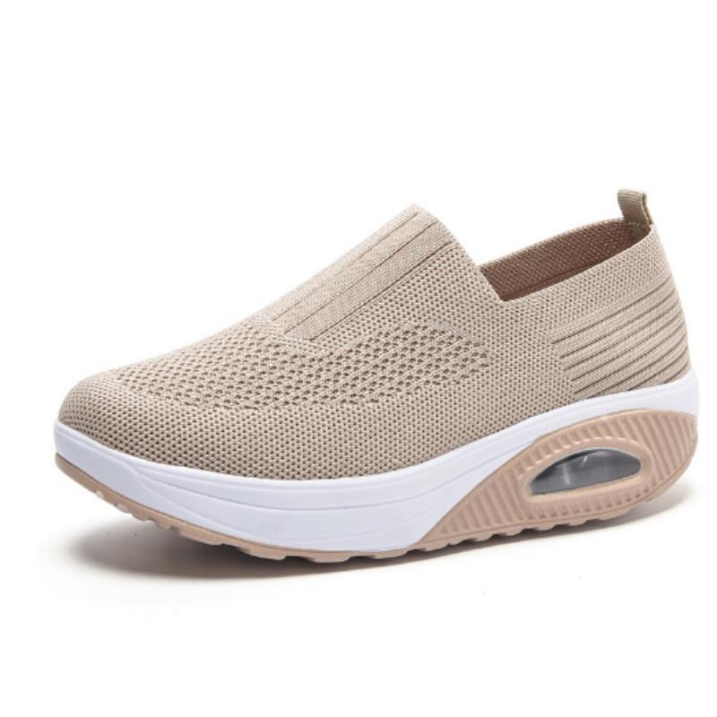 Breathable Knitted Women Sneakers Comfortable Air-cushion Casual Sports Shoes Light Non-slip Walking Jogging Shoes