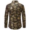 European Style Men's Rose Flower Print Shirt New Autumn Casual Bronzing Long Sleeve Shirts Male Fashion Party Nightclub Shirt