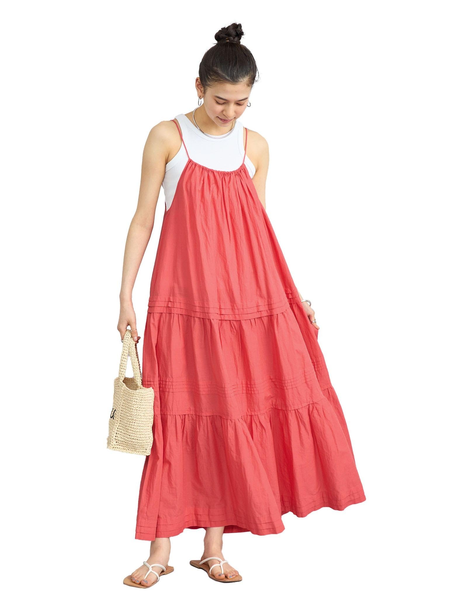 

Cohen MARKET Tiered Cami Dress 76756430316 3300 Pink (33) Free Shipping