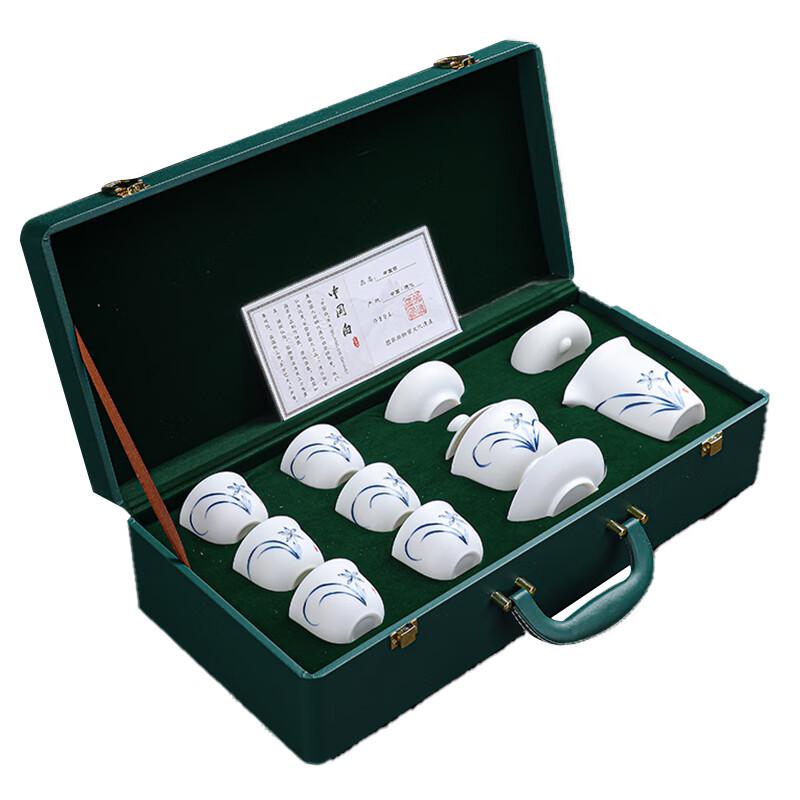 

Toplife Hand-Painted Orchid Suet Jade Porcelain Tea Set