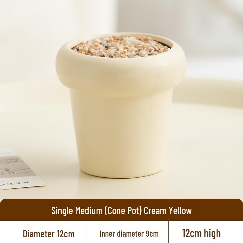 Nordic Style Cream Ceramic Succulent Pot for Phalaenopsis and Green Plants