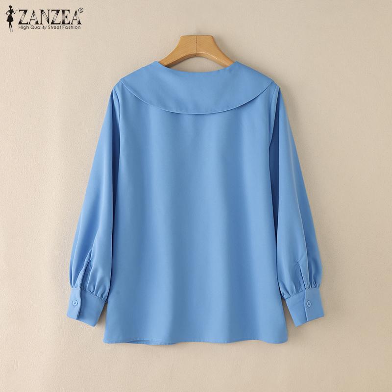 ZANZEA Women Casual Doll Collar Loose Long Sleeve Print Blouse
