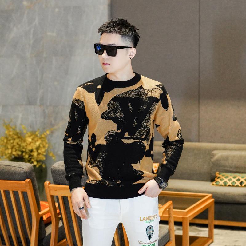 Men's Trendy European Knitwear Sweater: Long Sleeve, Round Neck, Versatile Korean Style Base Layer