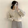 Striped Sweatshirt for Women Loose Fleece Autumn Winter Top Jacket Trendy