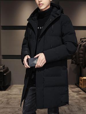 Manteau d'hiver à capuche grande taille pour homme - Mi-long, Épais, Chaud et Résistant au froid pour jeunes adultes