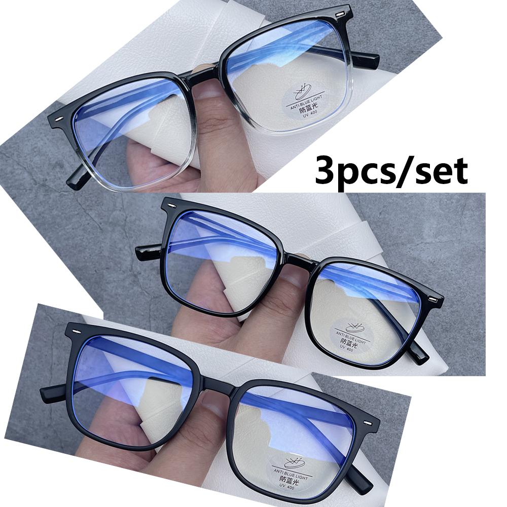 3Pcs/set New Square Computer Glasses Frame Women Men Anti Blue Light Rectangle Eyewear Blocking Optical Spectacle Eyeglasses
