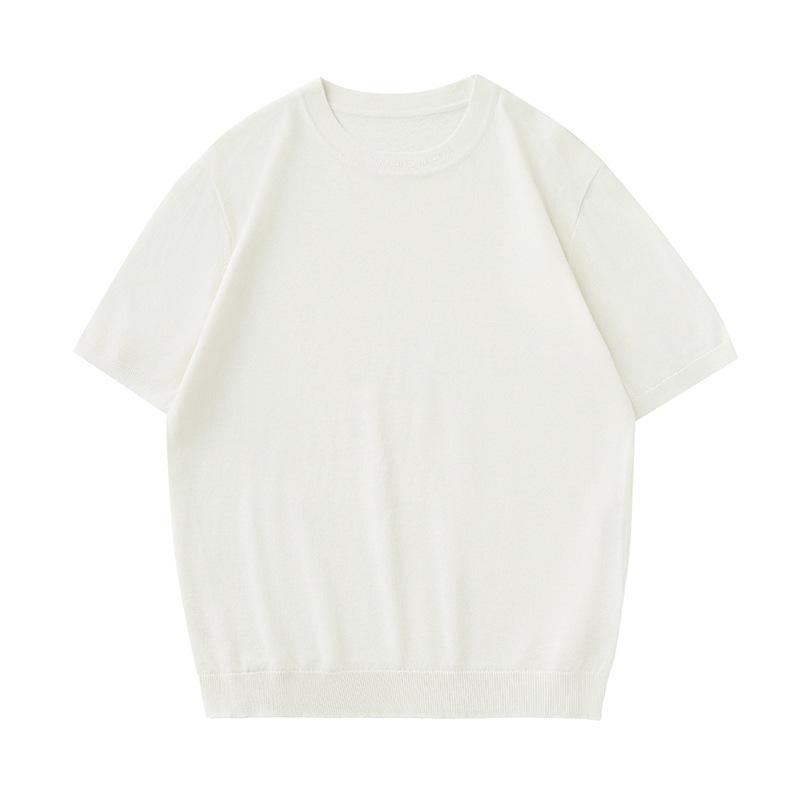 Mu Qiu Men s Linen Blend Embroidered Round Neck Short-Sleeve T-Shirt M (100-120 kg)