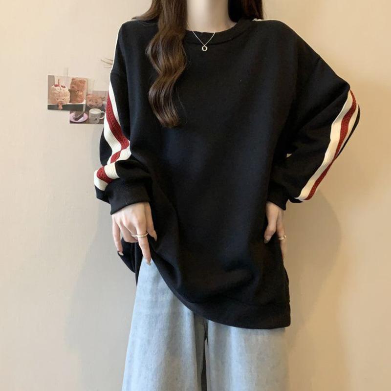Sweatshirt for Women Cotton Loose Oversized Long Sleeve T-Shirt Fleece Thickened Comfortable Round Neck Casual Pullover Top Sweatshirt