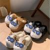 Lightning Dog Cartoon Plush Warm Cotton Slippers Winter Warm Home Indoor Cute Eye Dog Non-slip Cotton Shoes