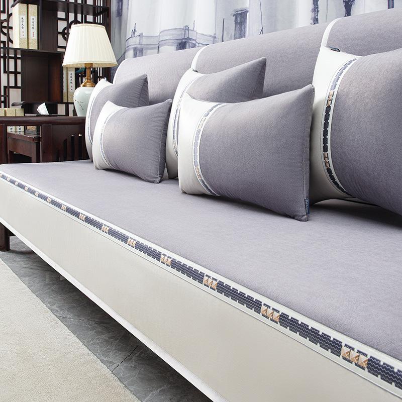 

Universal Sofa Cushion Cover Four Seasons Non-Slip New Chinese Faux Leather Backrest Towel Cloth Rosewood 70*70cm