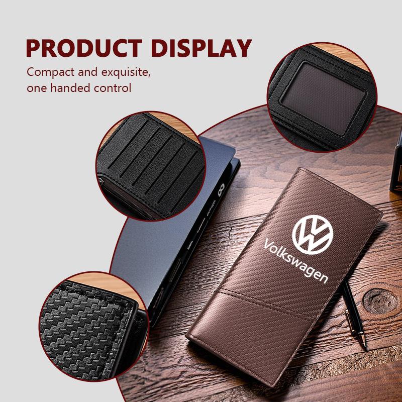 VFHJQ1 For Volkswagen VW Men's Carbon Fiber Wallet Large Capacity Car Card Holder Organizer Scirocco Jetta Beetle Golf 4 5 6 Passat