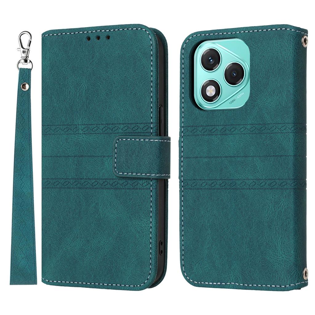 For Honor 400 Lite 5G Case Wallet Skin-Touch Leather Imprinted Phone Cover with Wrist Strap