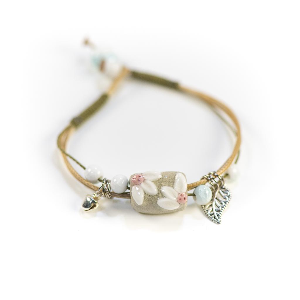 Forest Series Plant hand-kneaded Ceramic Adjustable DIY Bracelet For Women Gift Jewelry #CZ501