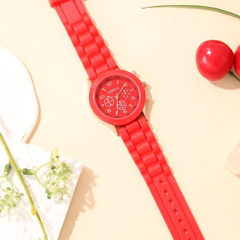Reloj Mujer  Fashion Women Watches Elegant Red Silicone Quartz Watch Luxury Ladies Clock Gift for Girls Relogio Feminino