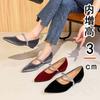 Rhinestone Word with Mary Jane Shoes Suede Pointed Head Shallow Mouth Flat Shoes Inner Height Increase Single Shoes