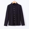 Women‘s Turn Down Collar Long Sleeve Slim Fit Shirt Cotton Solid Casual Top