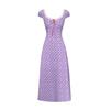 New Chinese national style taro purple luli Korean floral dress women's summer short-sleeved long dress waist thin long dress