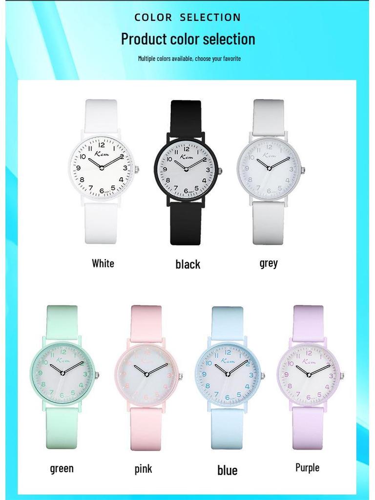 Women's Exam Watch: Silicone Strap, Luminous, Silent, Waterproof Quartz. Ideal for Junior High/High School Students.
