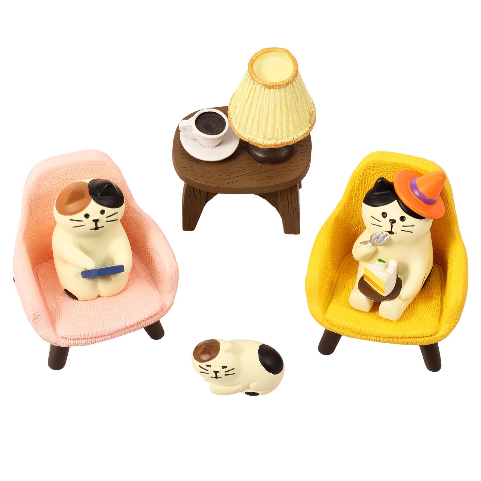 

6Pcs Miniature Cat/Frog Figurines Set Resin Cat Frog Desk Ornaments Cute Home Handicraft Desktop Ornaments for Office Home Decor