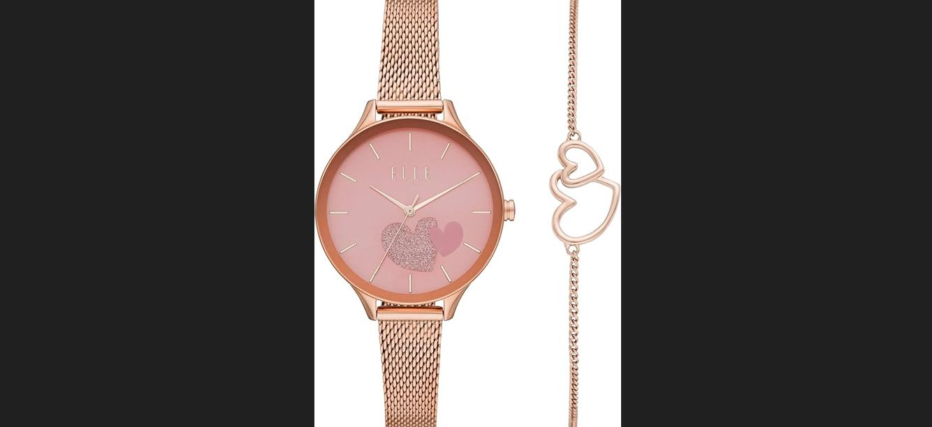 

[ELLE] Wristwatch TERNES ELL27005 Women s Genuine Imported Pink Gold