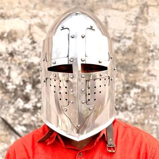 Medieval Templar Helmet, Crusader Knight Armor, Iconic Crusader Style, LARP, Cosplay, Costume