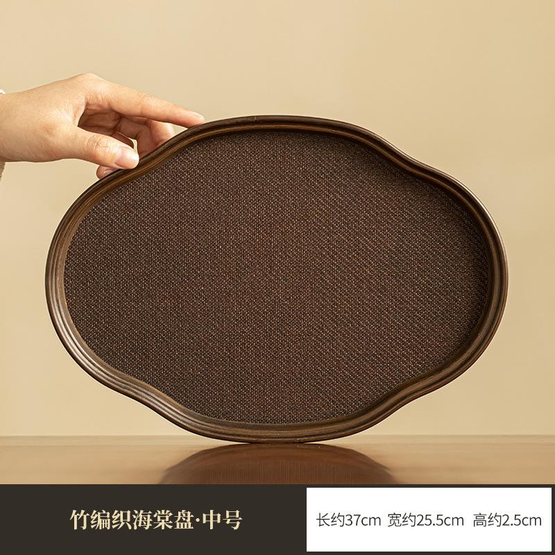 Chinese Bamboo Handmade Tea Tray Zen Crabapple Teapot Holder Traditional Tea Board Dishes For Serving Fruit Plate Teaware Craft