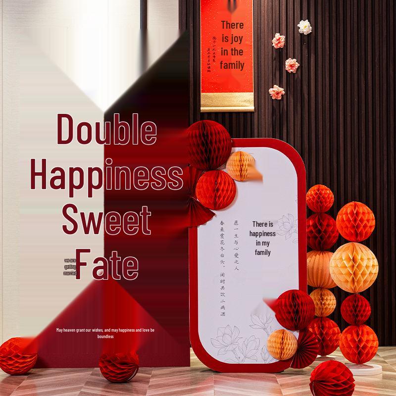 Three-Dimensional Double Happiness Wall Ornament for Wedding Room Decoration Sets