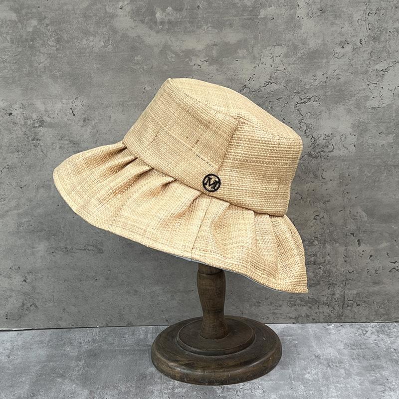 

Lightweight Foldable Raffia Bucket Hat Basin Hat Sunshade Sun Hat Travel Beach Hat Straw Hat Women Summer M (55-57cm) can be adjusted to a smaller