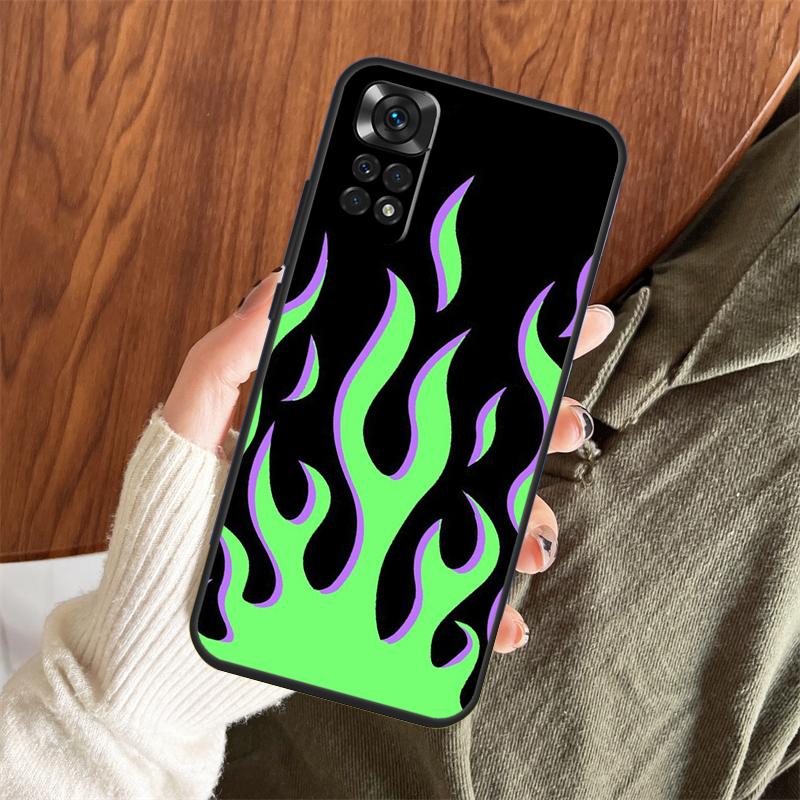 Blue Red Flame Fire Case For Xiaomi Redmi Note 14 Pro 13 12 11 10 15 Pro Plus Redmi 15 C 13 10C 12C 14C 13C Cover