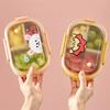3 Compartment Cartoon Plastic Bento Lunch Box For Student Kids Leak-proof Picnic Fruit Salad Food Container Microwave Safe N