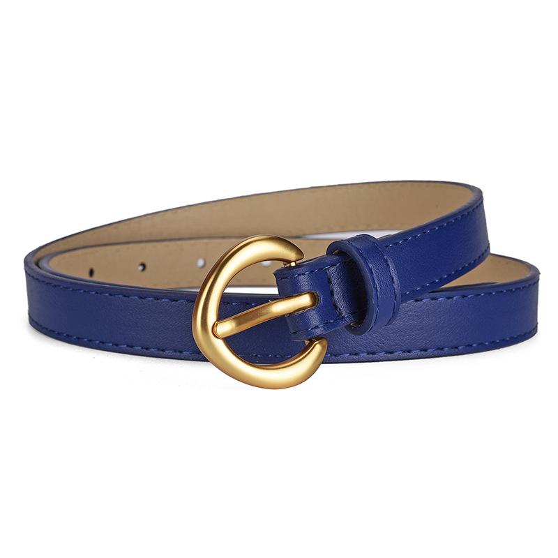Round Pinhole Thin Belt, Denim Casual Pants, High-End Exterior Decoration Pu Belt