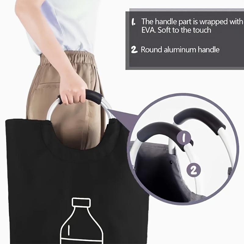 Folding Recycling Bin Extra Large Capacity Storage Basket For Kitchen Waste Bottle Collector Bag With Handle Collapsible Design