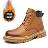 Martin boots men's autumn mid-top boots casual British style thick-soled tooling big yellow boots