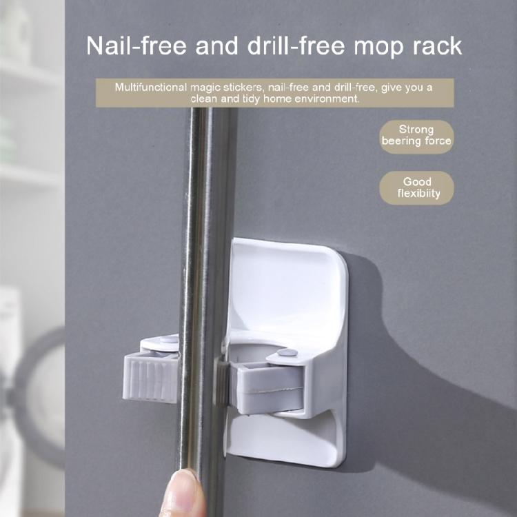 Set of 4 Wall Hanging Mop Holders Self Adhesive Grip Hangers for Brooms Practical Organizers for Household Tools