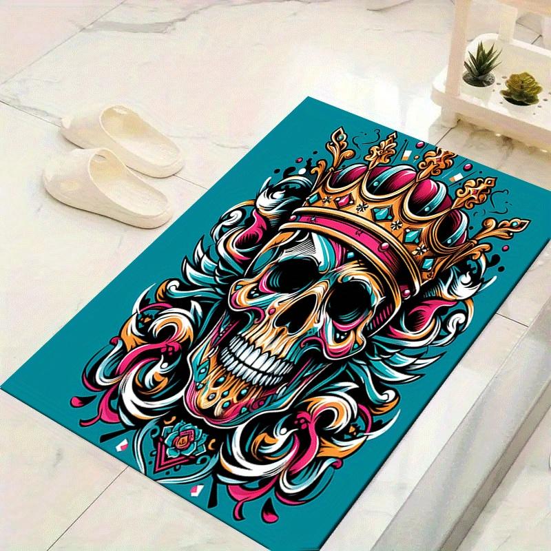 

1pc Skull with crown Design Indoor Area Rug - Soft, Anti-Slip, and Durable Gaming Room Decor for Bedroom 60cm by 90cm